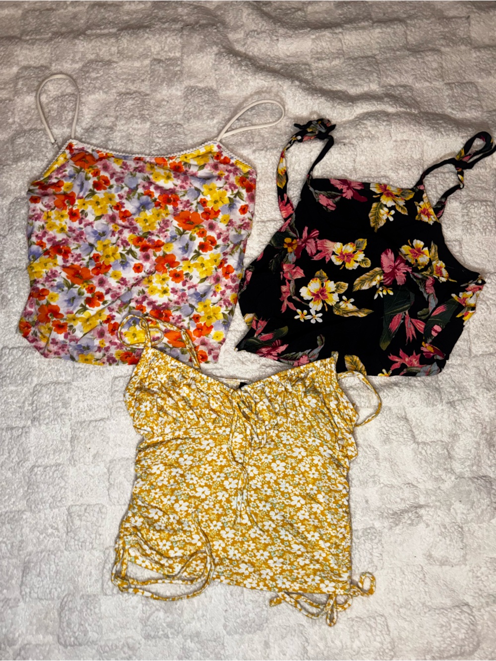 Forever 21 Floral Camisole Trio - Yellow, Black, Multicolor